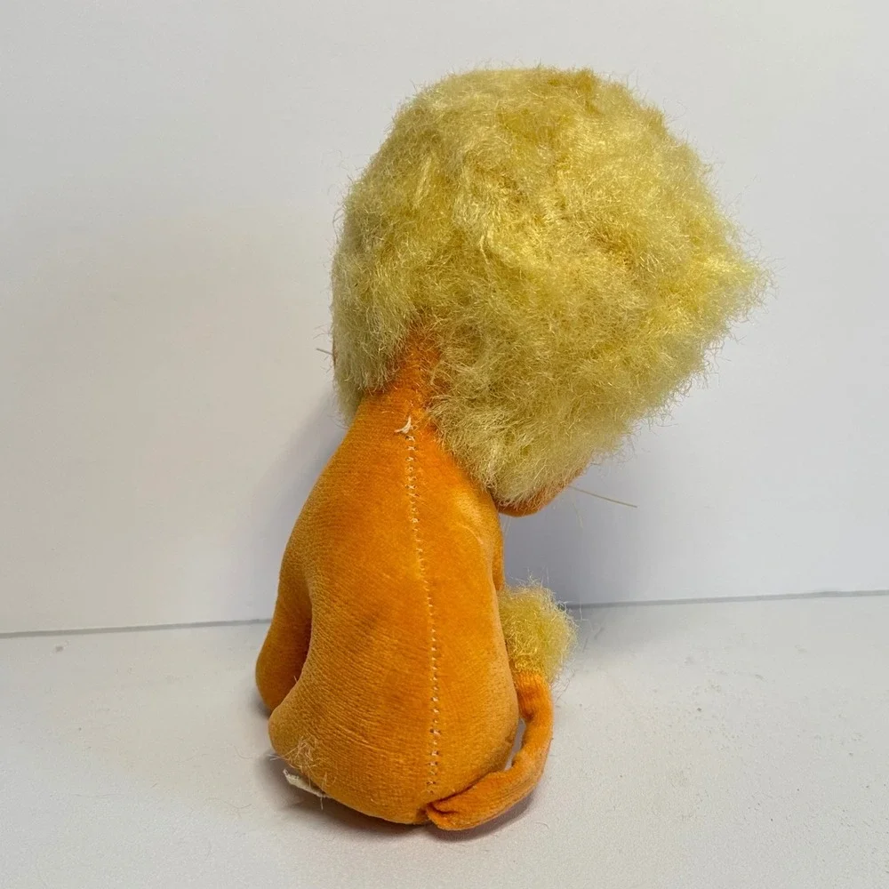 Vintage Plush Stuffed Lion Toy Small Orange Made in Japan‎ MCM Retro